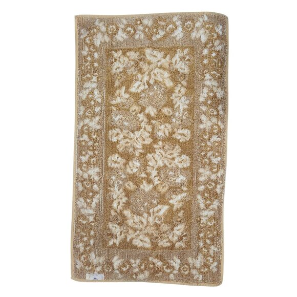 Vintage Cannon Mills Beige white Brown Floral Jacquard Bath and Face Towels With - Picture 9 of 11